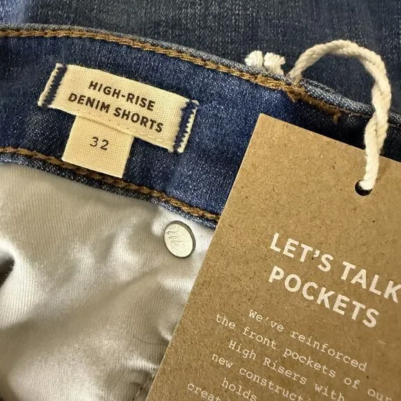Madewell Button Fly High Rise Denim Shorts Jeans Blue 32 NWT bv - Picture 8 of 10